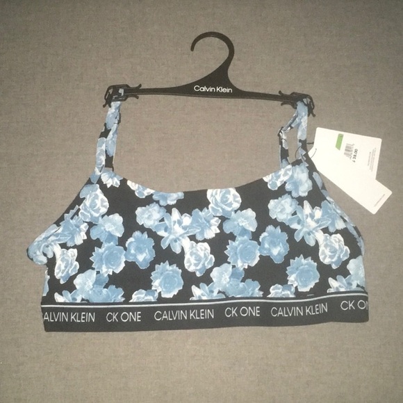 Calvin Klein intimates women's sz large black blue white bra bralette open back - Picture 5 of 13